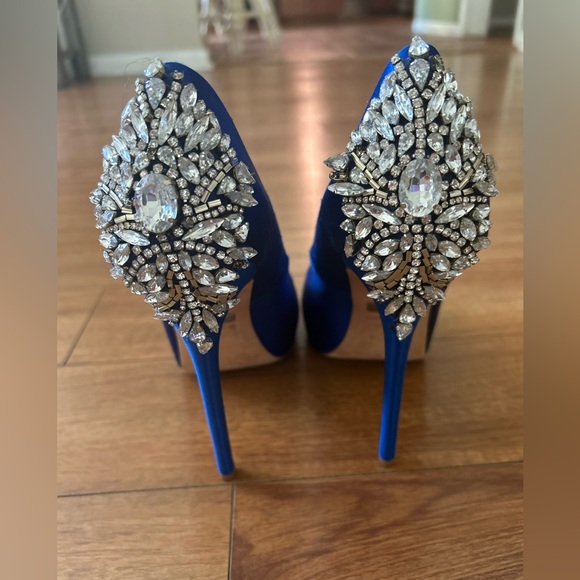 8.5 Badgley Mischeka Designer Blue Sparkle Heels - Picture 2 of 6